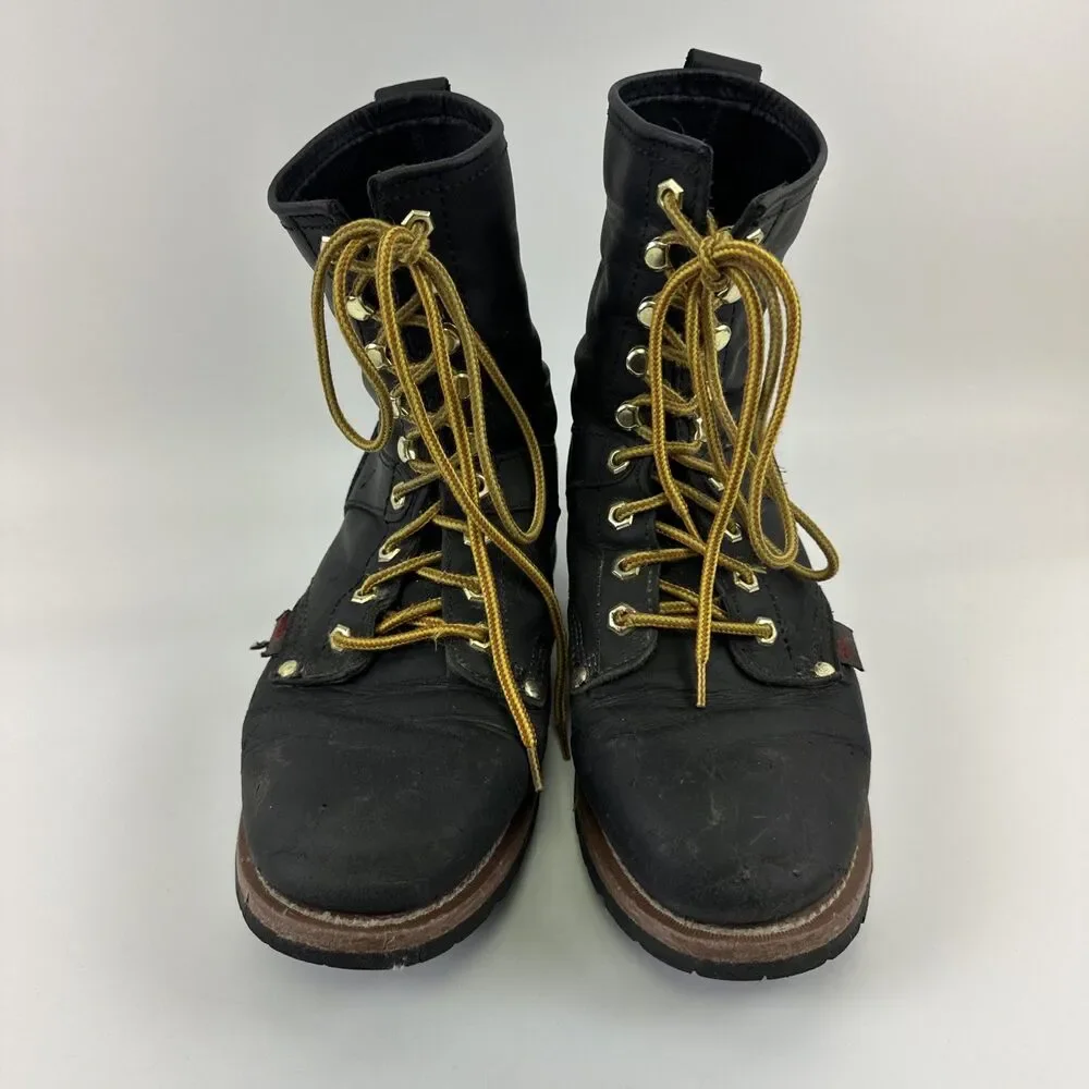 Field and Stream Black Leather Combat Boots Lace Up 1161 Mens 10 EE‎ Extra Wide